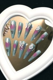 2026 Gothic Charm Press-on Nails, Valentine's Day Long Almond-shaped Press-on False Nails Set, Handmade False Nail Tips (size: S)