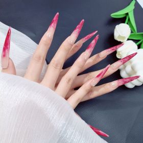 2026 Gothic Charm Press-on Nails, Valentine's Day Long Almond-shaped Press-on False Nail Set, Handmade False Nail Tips (size: S)
