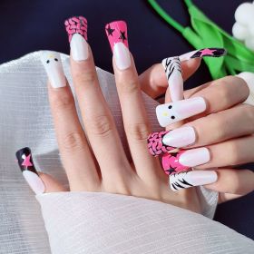 2026 Gothic charm meticulously crafted wearable nails, Valentine's Day long duckbill-shaped press-on false nail set, handcrafted false nail piece (size: M)