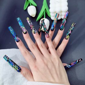 2026 Gothic charm meticulously crafted wearable nails, Valentine's Day long square press-on false nail set, handcrafted false nail pieces (size: L)