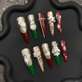 2026 Gothic Charm Press-on Nails, Valentine's Day Long Almond-shaped Press-on Fake Nail Set, Handmade Fake Nail Tips (size: S)