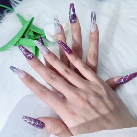 2026 Gothic Charm Exquisitely Crafted Press-on Nails - Valentine's Day Medium Square Press-on False Nail Set. Handmade false nail pieces (size: S)