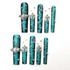 2026 Gothic charm exquisitely crafted wearable nails, Valentine's Day long square press-on false nail set, handcrafted false nail pieces (size: S)