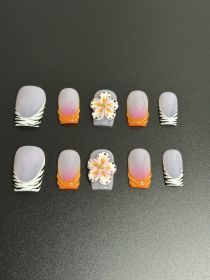 2026 Gothic charm finely crafted wearable nails, Valentine's Day short square press-on false nail set, handcrafted false nail pieces (size: S)