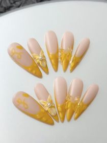2026 Gothic Charm Press-on Nails, Valentine's Day Medium Almond-shaped Press-on False Nails Set. Handmade false nail pieces (size: S)