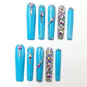 2026 Gothic charm finely crafted wearable nails, Valentine's Day long square press-on false nail set, hand-made false nail pieces (size: S)