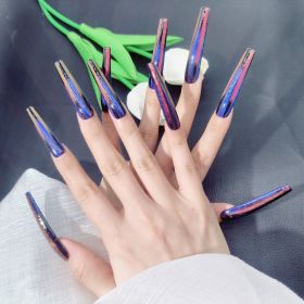 2026 Gothic charm finely crafted wearable nails, Valentine's Day long square press-on false nail set, handcrafted false nail pieces (size: S)