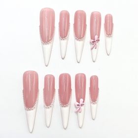 2026 Gothic Charm Wearable Nails, Valentine's Day Long Almond-shaped Press-on False Nails Set, Handmade False Nail Tips (size: S)