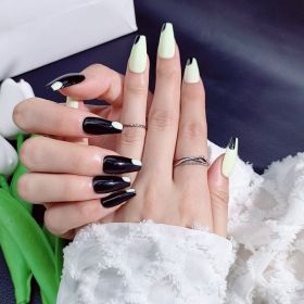 2026 Gothic charm carefully crafted wearable nails, Valentine's Day medium square press-on false nail set, hand-made false nail pieces (size: S)