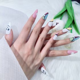 2026 Gothic Charm Wearable Nails, Valentine's Day Short Almond-shaped Press-on False Nail Set. Handmade False Nail Tips (size: S)